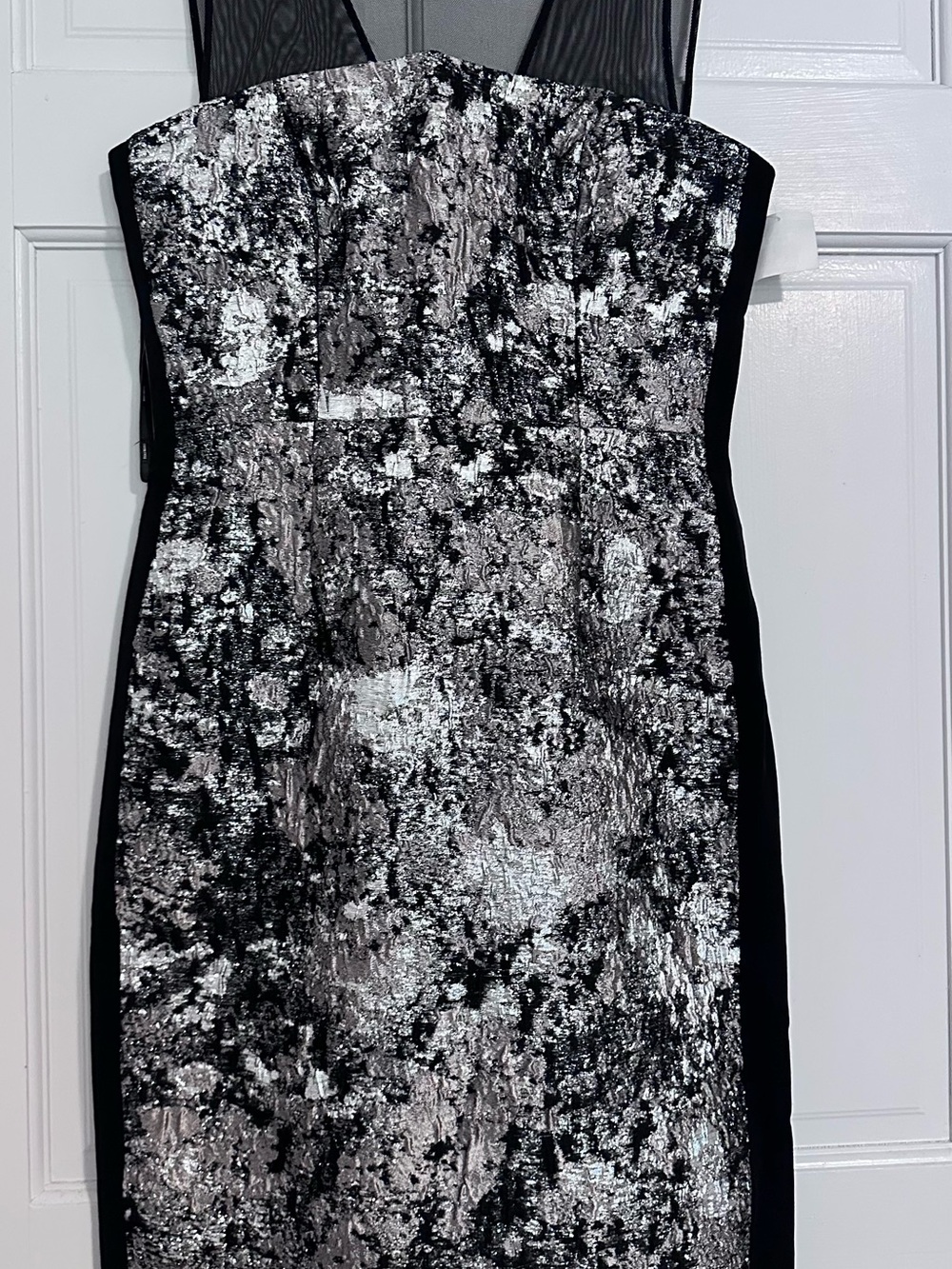 Black and Silver Metallic Sheath Dress